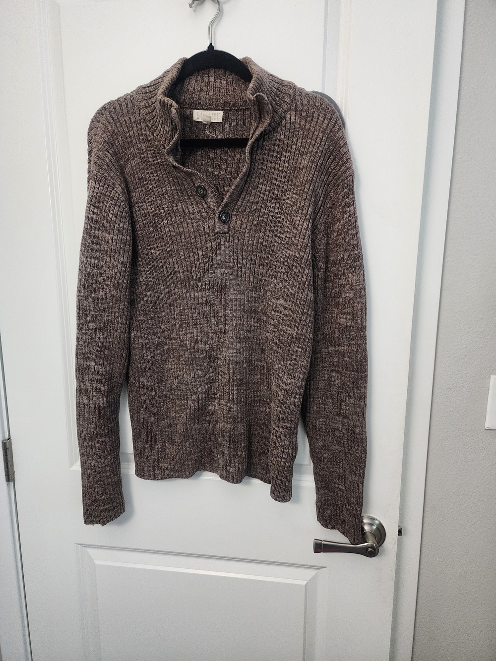 5/$25 Men's Brown Ribbed Button-Neck Sweater - Picture 2 of 5